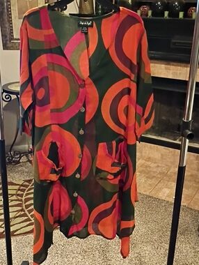 Step In Style Colorful Asymmetrical Buttoned Down Dress